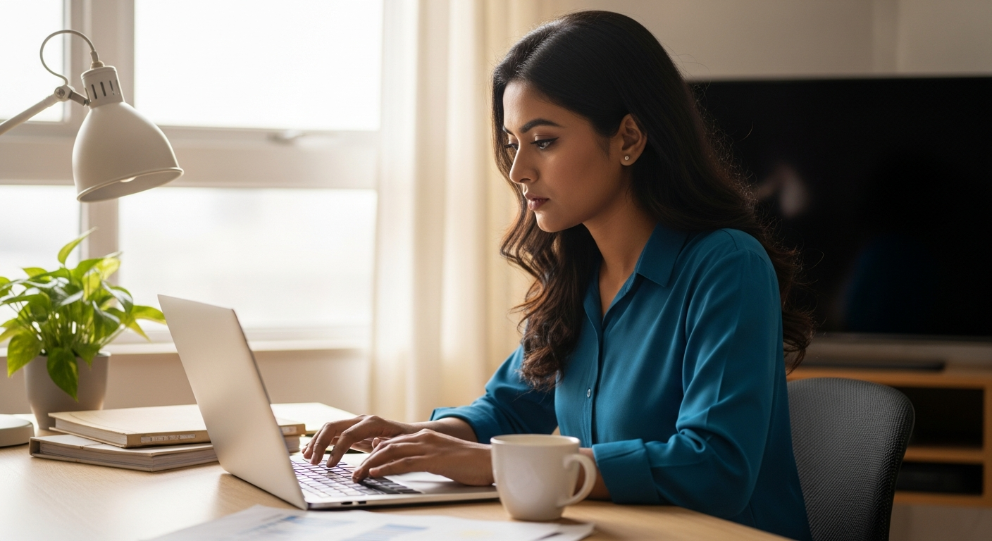 বাংলাদেশে অনলাইন ডাটাএন্ট্রি কাজ করছেন একজন তরুণ